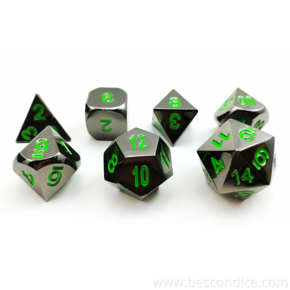 Gloss Black Metal 7pcs Polyhedral Dice Set 2 Gloss Black Metal 7pcs Polyhedral Dice Set 2